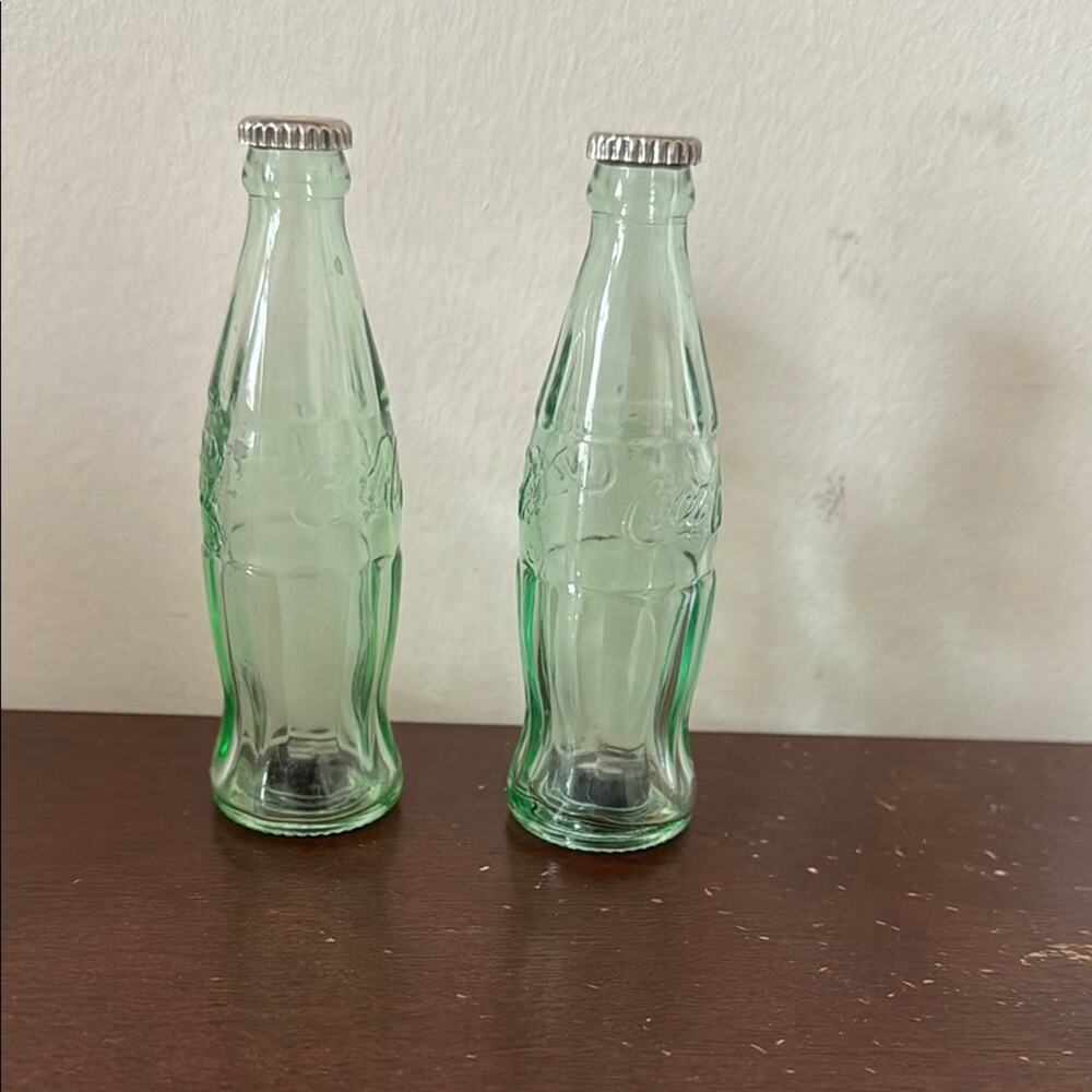 Coca-Cola Green Glass Salt and Pepper Shakers